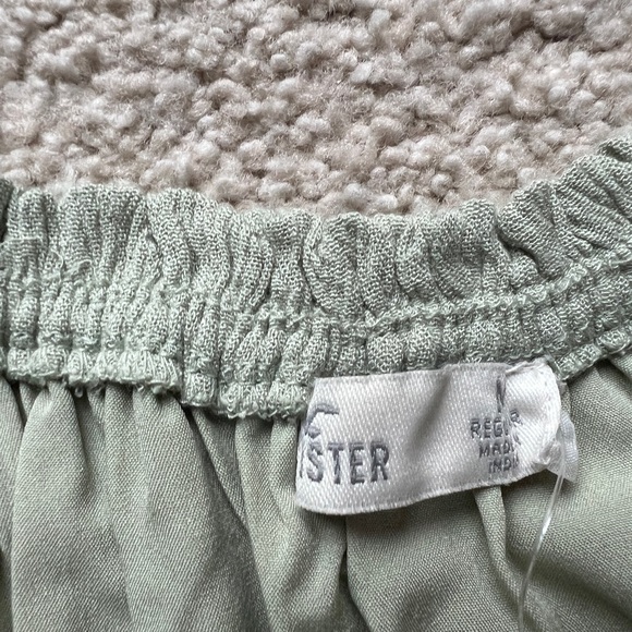 Hollister Saidie On Off Shoulder Tiered Sundress Dress Skort Sage Green Ruffle M - Picture 8 of 14